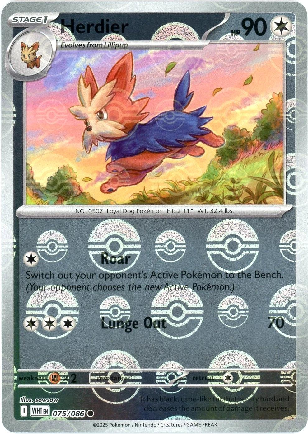White Flare Herdier [Poke-Ball] Pokémon card
